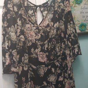 Sheer black floral top